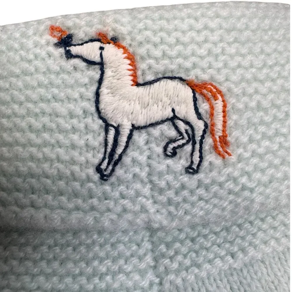 Authentic Hermès Baby Cashmere Socks Aqua Blue 100% Cashmere Size 6 Months